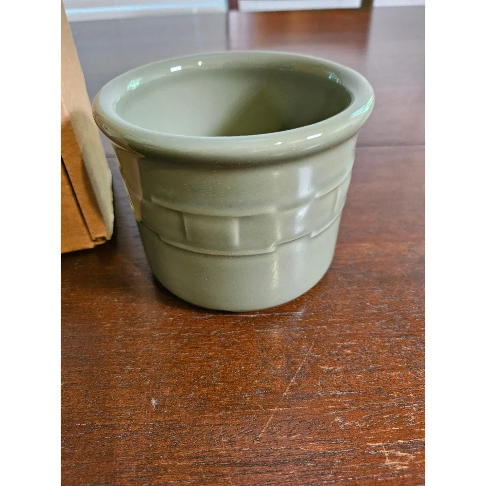 Longaberger One Pint Salt Crock Sage Green Pottery 30216